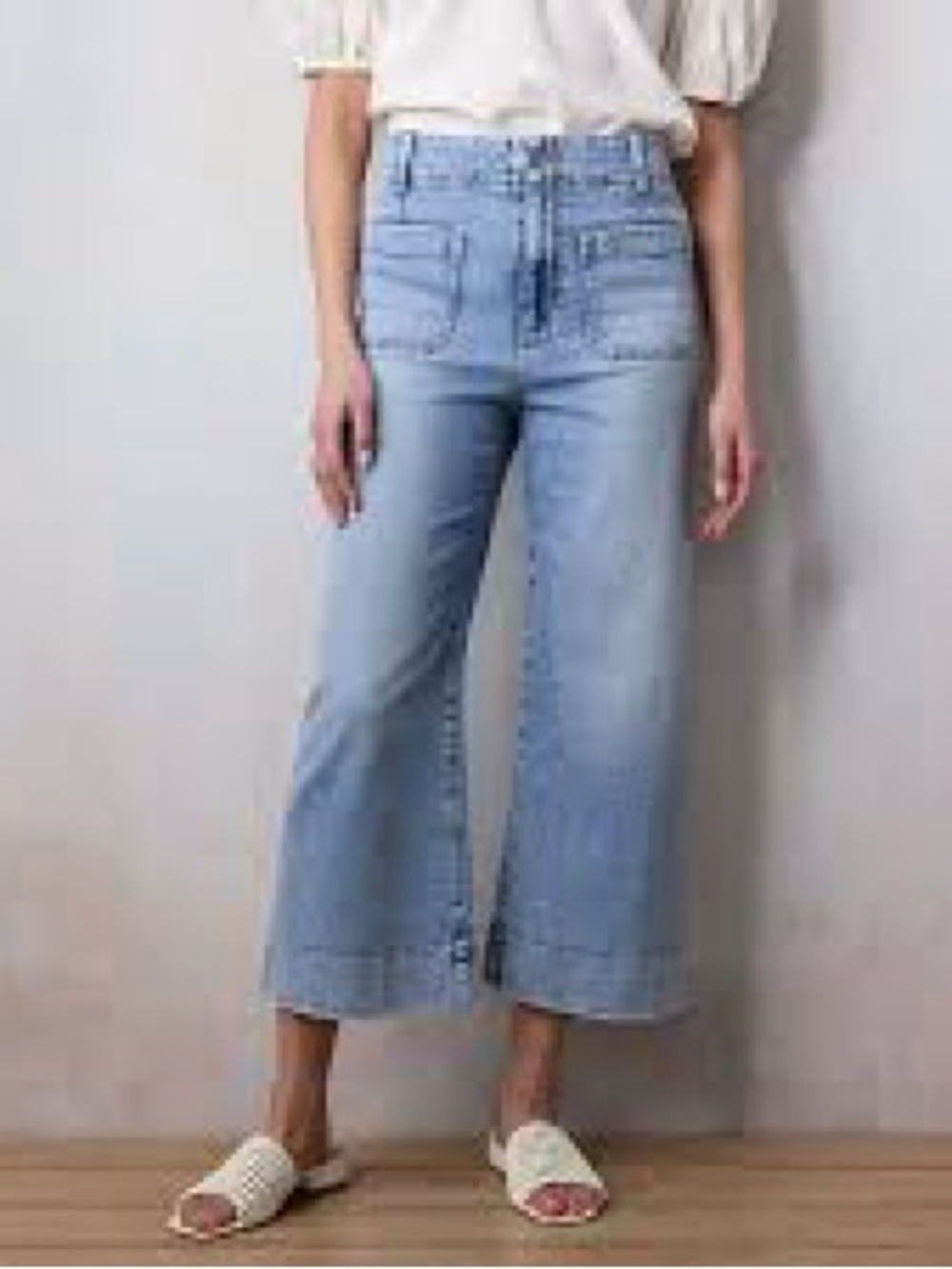 LC Lauren Conrad Light Blue High-Rise Cropped Wide-Leg Jeans